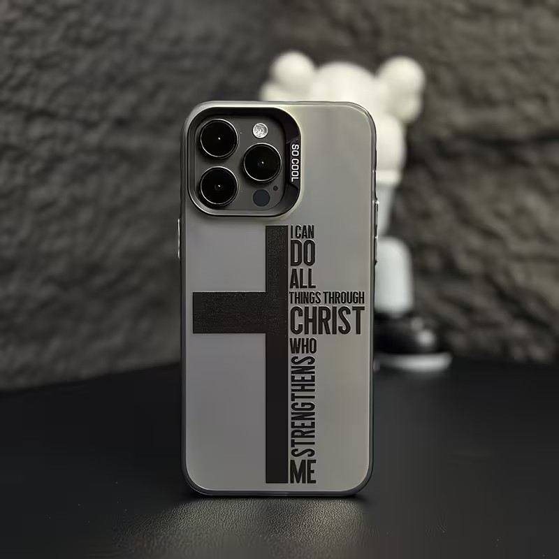 Phone Accessories To Sell - 指紋防止クロス聖書柄iPhoneケース iPhone 17 16 15 14