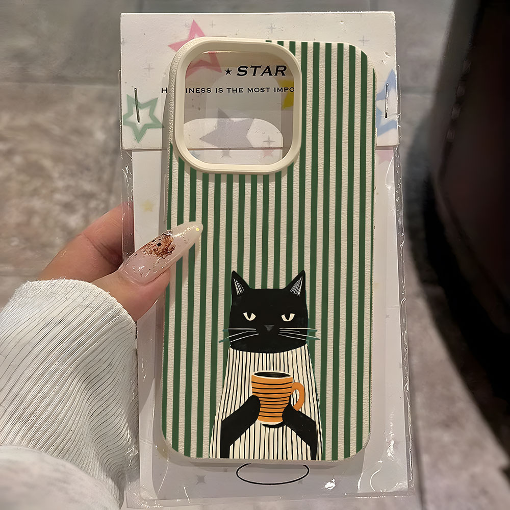 Phone Accessories To Sell - 面白いコーヒー猫柄ライチ柄iPhoneケース iPhone 18 17 16 15