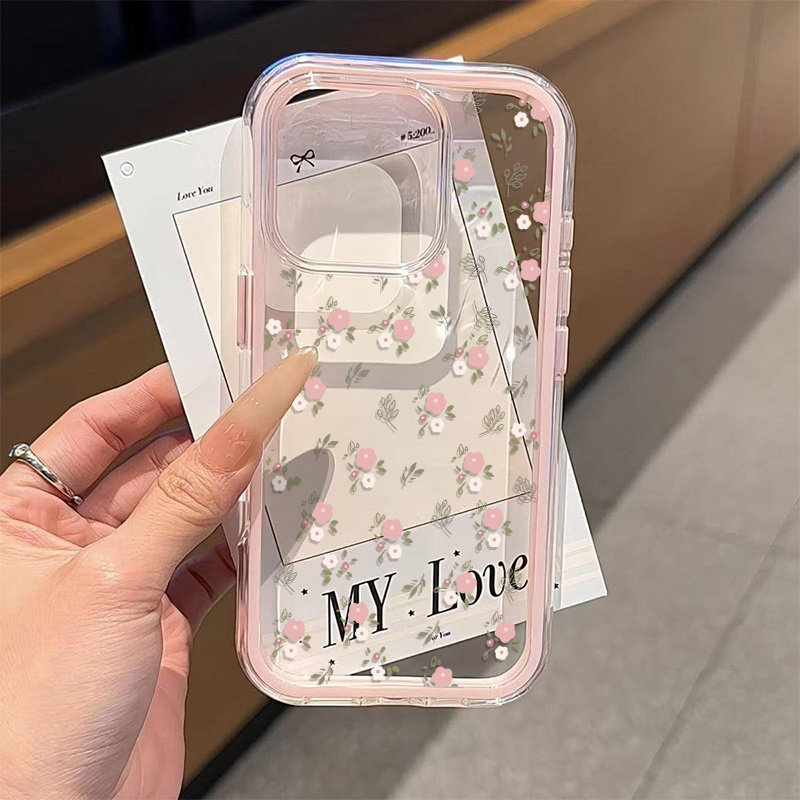 Phone Accessories To Sell - グリーンリーフピンクフラワー2in1クリアソフトTPUスマホケース iPhone 17 Pro Max、15、16、14、13、12、11 Pro、17