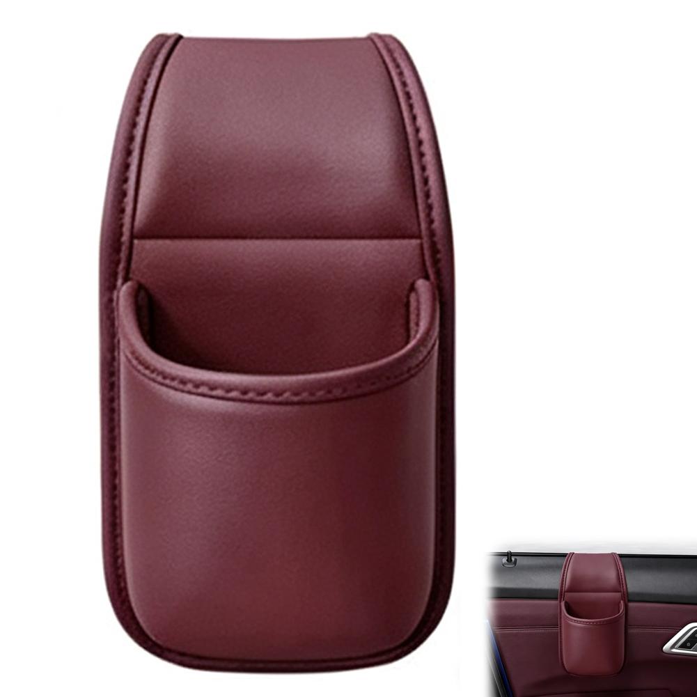 Phone Accessories Rack - 運転席用車ドアカップホルダー、レザー製自動車ドリンクラック収納ボックス、ユニバーサル携帯電話ポケットオーガナイザー、車内アクセサリー