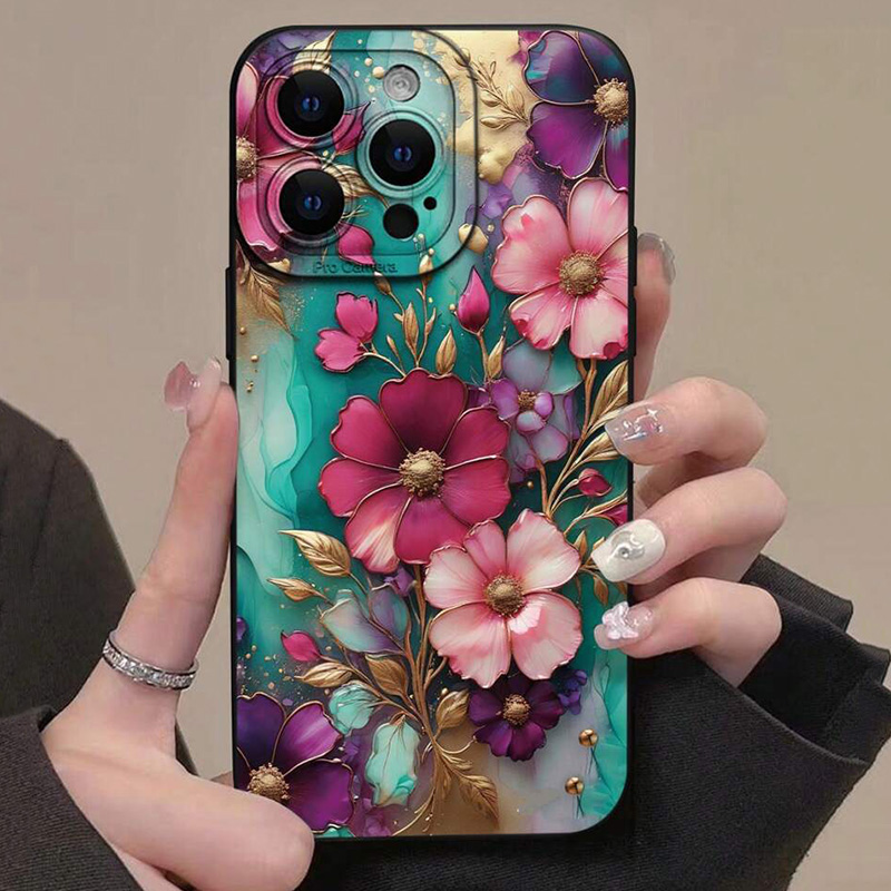 Phone Accessories To Sell - ヴィンテージ花柄デザインのiPhoneケース（17、16 Pro Max、15、14、13、12、11、7、8、15、16 Plus、X、XR、16E、17E対応）指紋防止TPUカバー