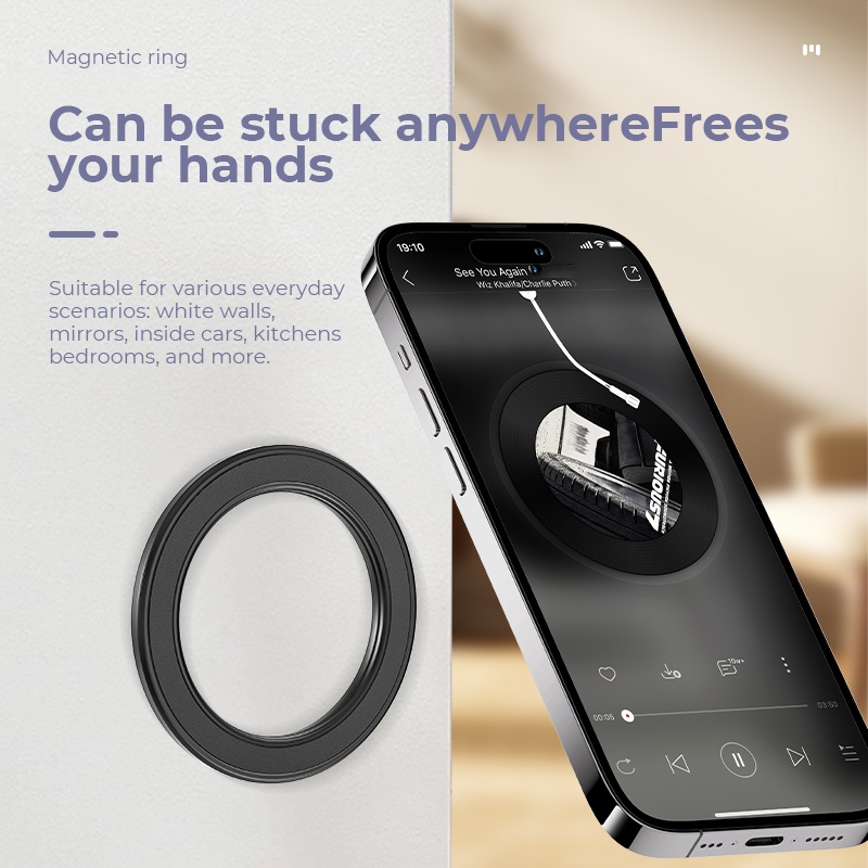Phone Accessories Japan - MagSafe対応 強力マグネットリング式スマホホルダー 粘着マグネット壁掛け携帯電話マウント 車載ダッシュボードマウント iPhone 15用