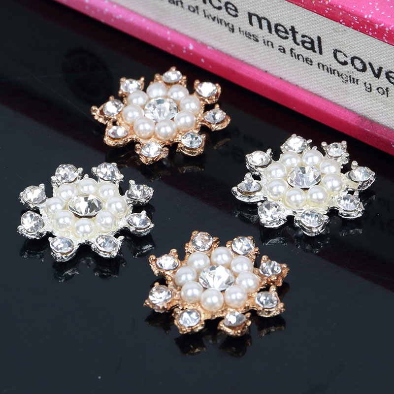 Phone Accessories Europe - Engood 100個入り 花柄パールラインストーン縫製トリム＆装飾クラフトボタン DIYウェディングヘアフォンケースアクセサリー用