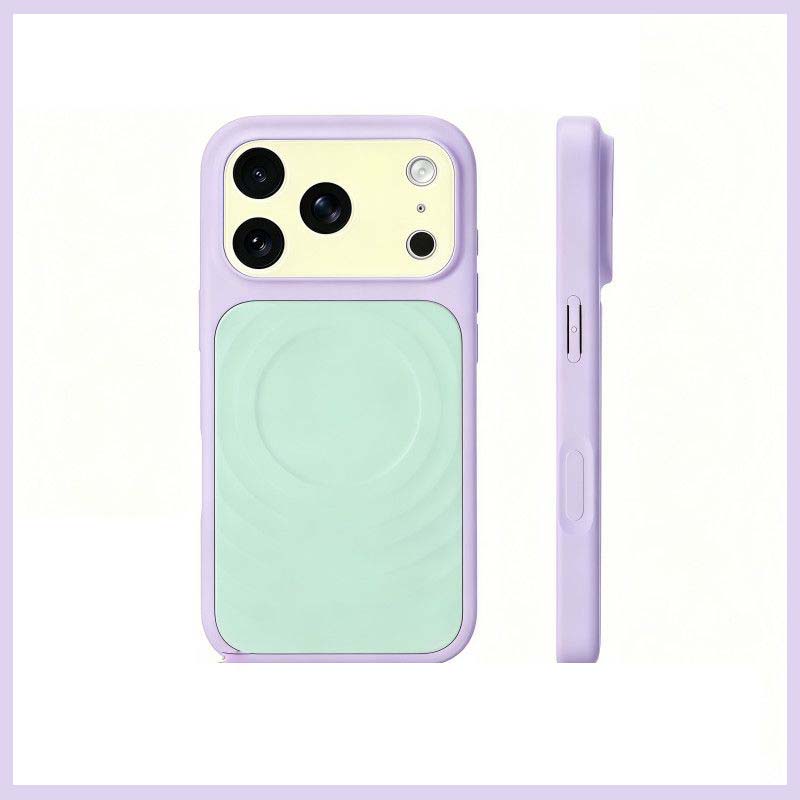 Phone Accessories Unique - iPhone17、16、15、14、13 Pro Maxに対応。ユニークな磁石内蔵、液状シリコン製、波模様のテクスチャ、耐衝撃性に優れた保護ケース。キャンディカラー。