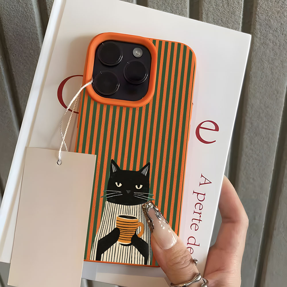面白いコーヒー猫柄ライチ柄iPhoneケース iPhone  - Phone Accessories To Sell のレビューと価格