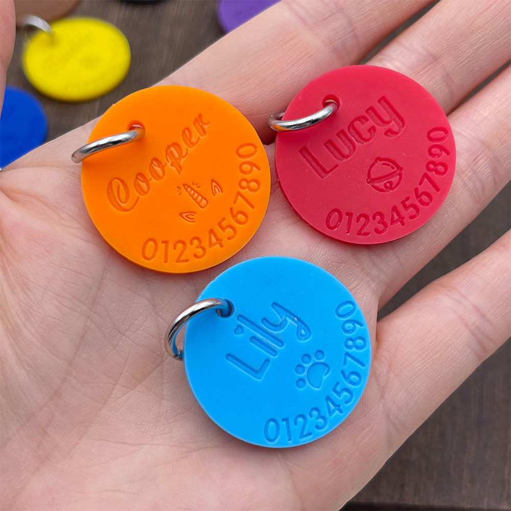 シリコーンペット紛失防止 ID タグパーソナライズされた犬の - Phone Accessories And Names のレビューと価格
