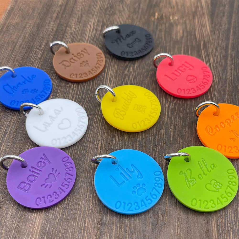シリコーンペット紛失防止 ID タグパーソナライズされた犬の - Phone Accessories And Names のレビューと価格