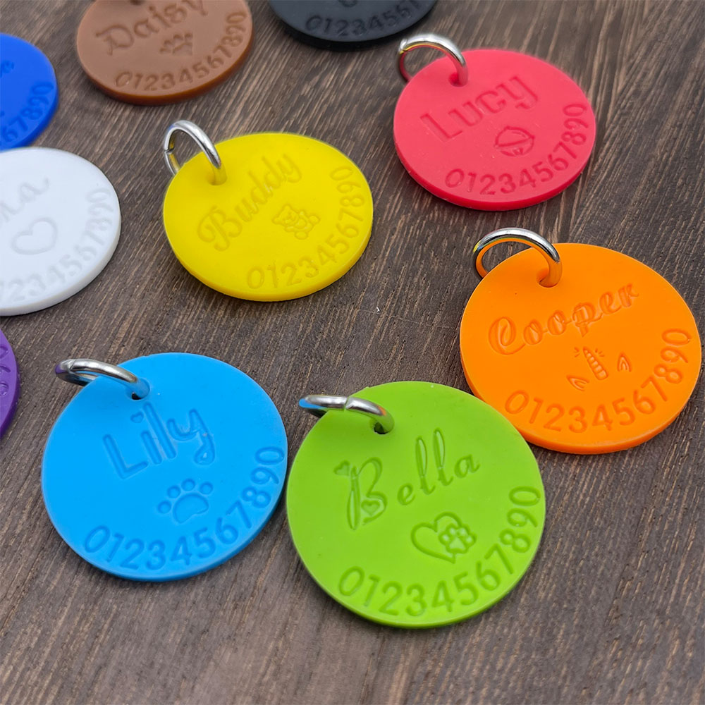 シリコーンペット紛失防止 ID タグパーソナライズされた犬の - Phone Accessories And Names のレビューと価格