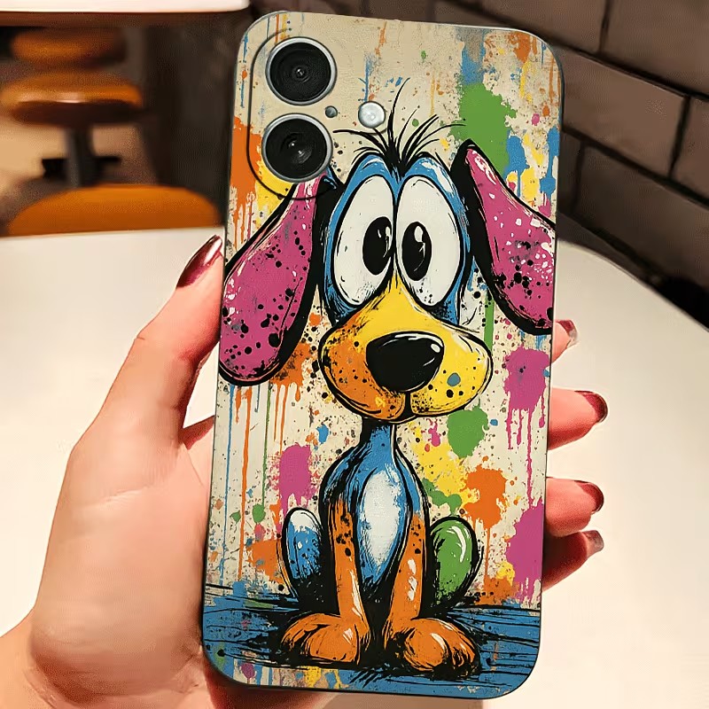 落書きカラーの子犬柄TPUスマホケース iPhone 17  - Phone Accessories To Sell のレビューと価格