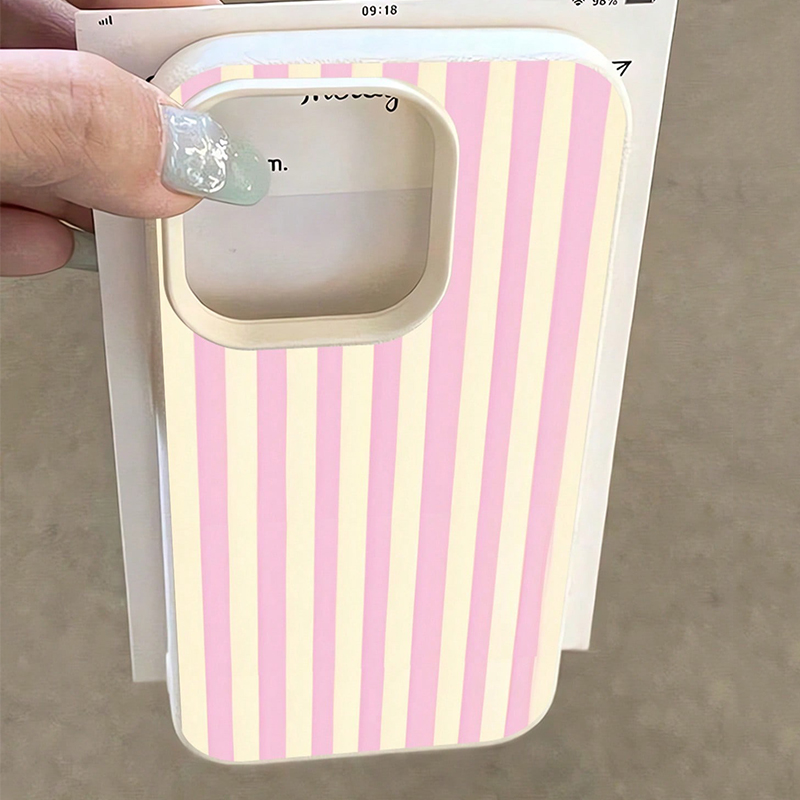 シンプルなピンクの縦縞ライチ柄iPhoneケース iPhon - Phone Accessories To Sell のレビューと価格