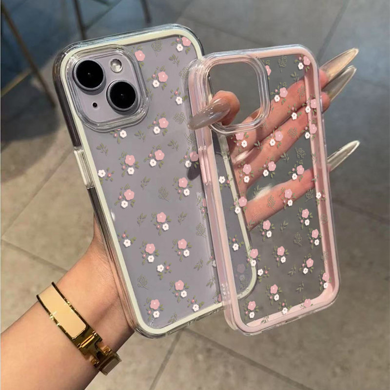 グリーンリーフピンクフラワー2in1クリアソフトTPUスマホ - Phone Accessories To Sell のレビューと価格