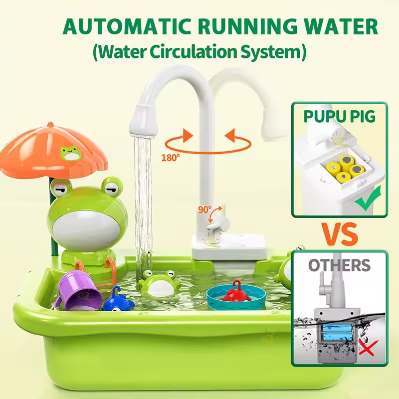 新しい子供用キッチンシンク電動食器洗い機、水が流れるおもちゃ - Phone Accessories Unique のレビューと価格