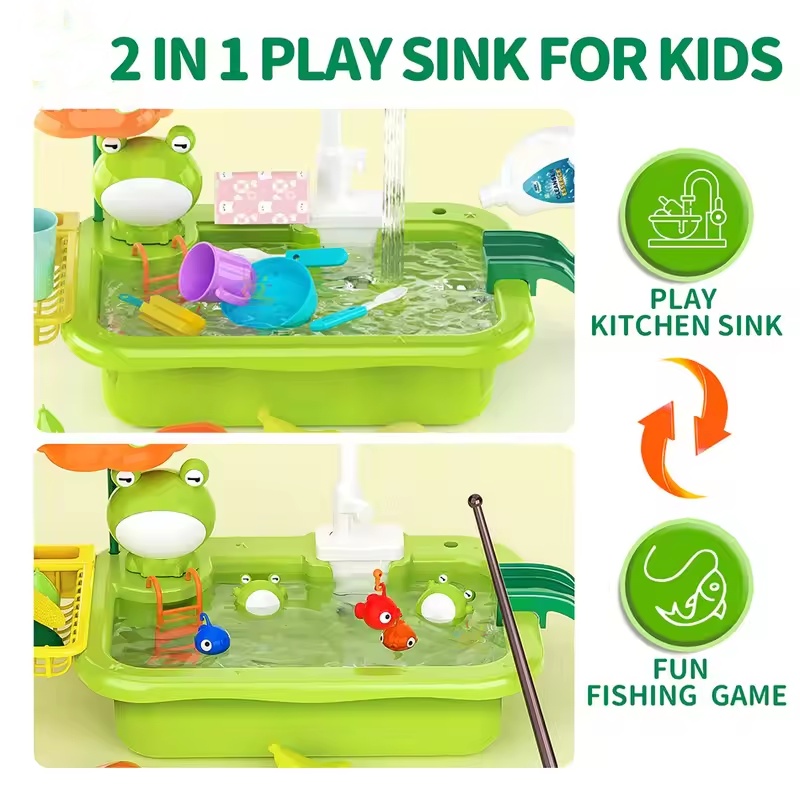 新しい子供用キッチンシンク電動食器洗い機、水が流れるおもちゃ - Phone Accessories Unique のレビューと価格