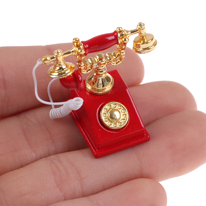 1Pc 1:12 ドールハウスミニチュアヴィンテージ電話ドー - Phone Accessories Europe のレビューと価格