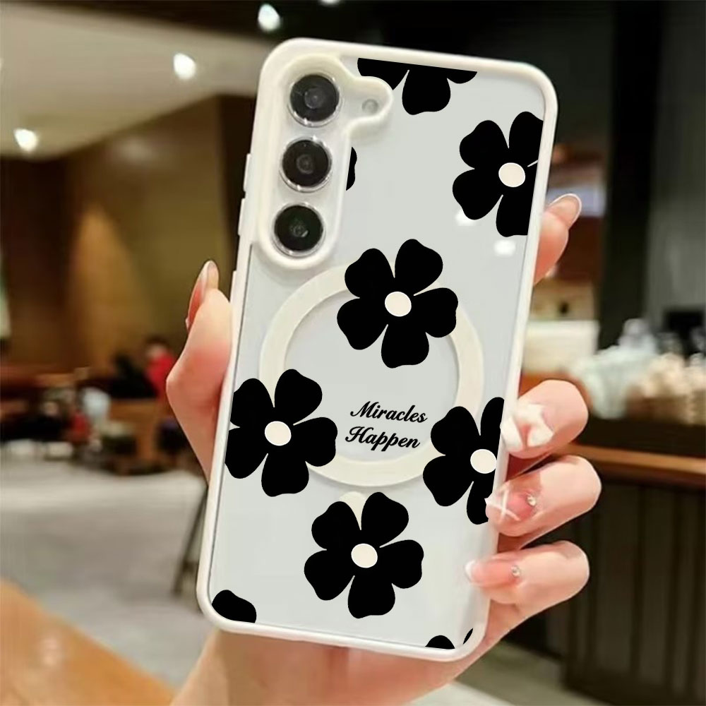 ブラックフラワー パーソナライズプリント マグネット式スマホ - Magnetic Phone Case のレビューと価格