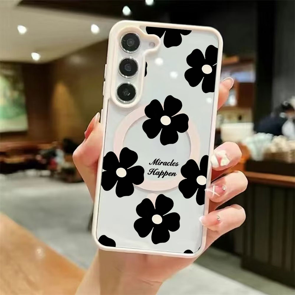 ブラックフラワー パーソナライズプリント マグネット式スマホ - Magnetic Phone Case のレビューと価格