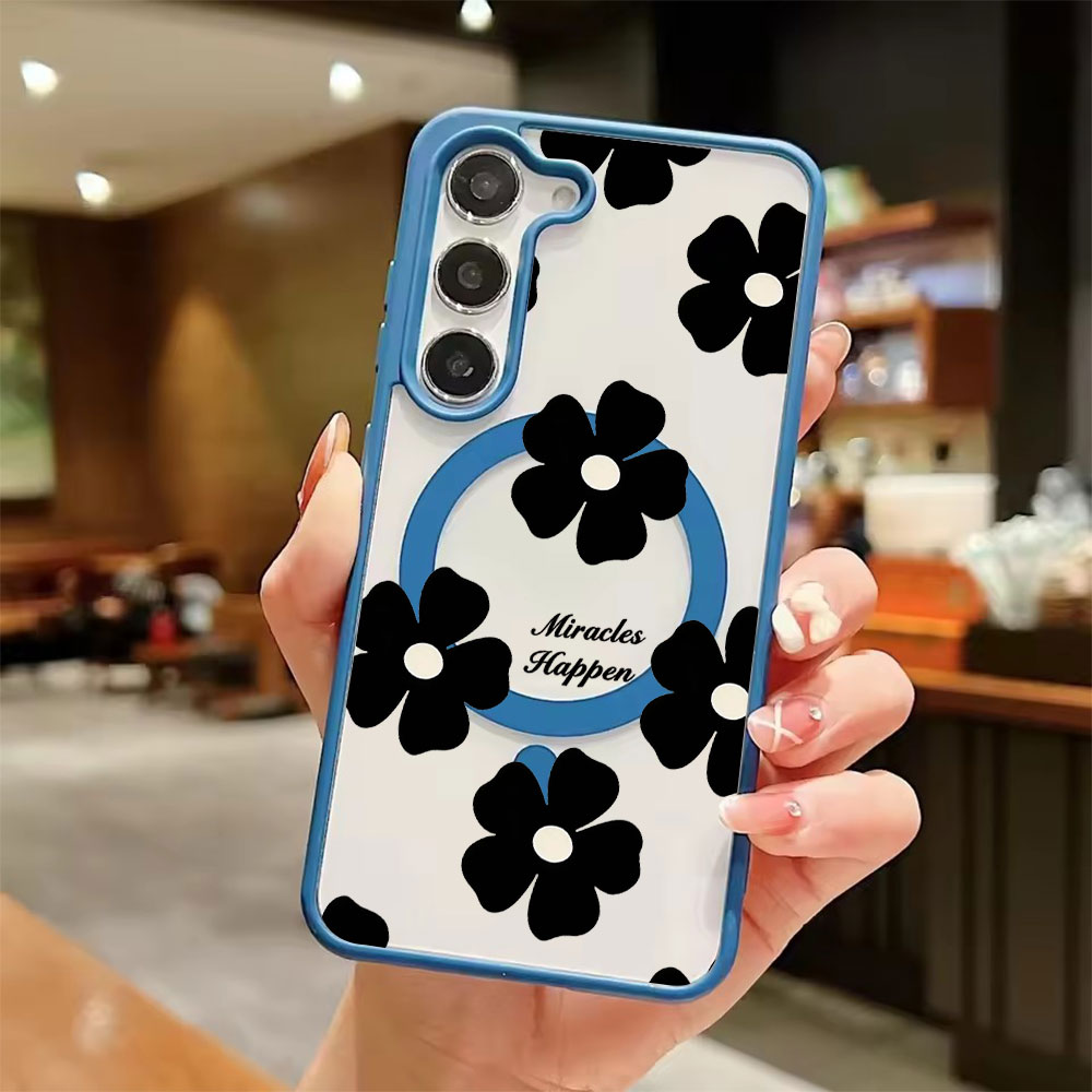 ブラックフラワー パーソナライズプリント マグネット式スマホ - Magnetic Phone Case のレビューと価格