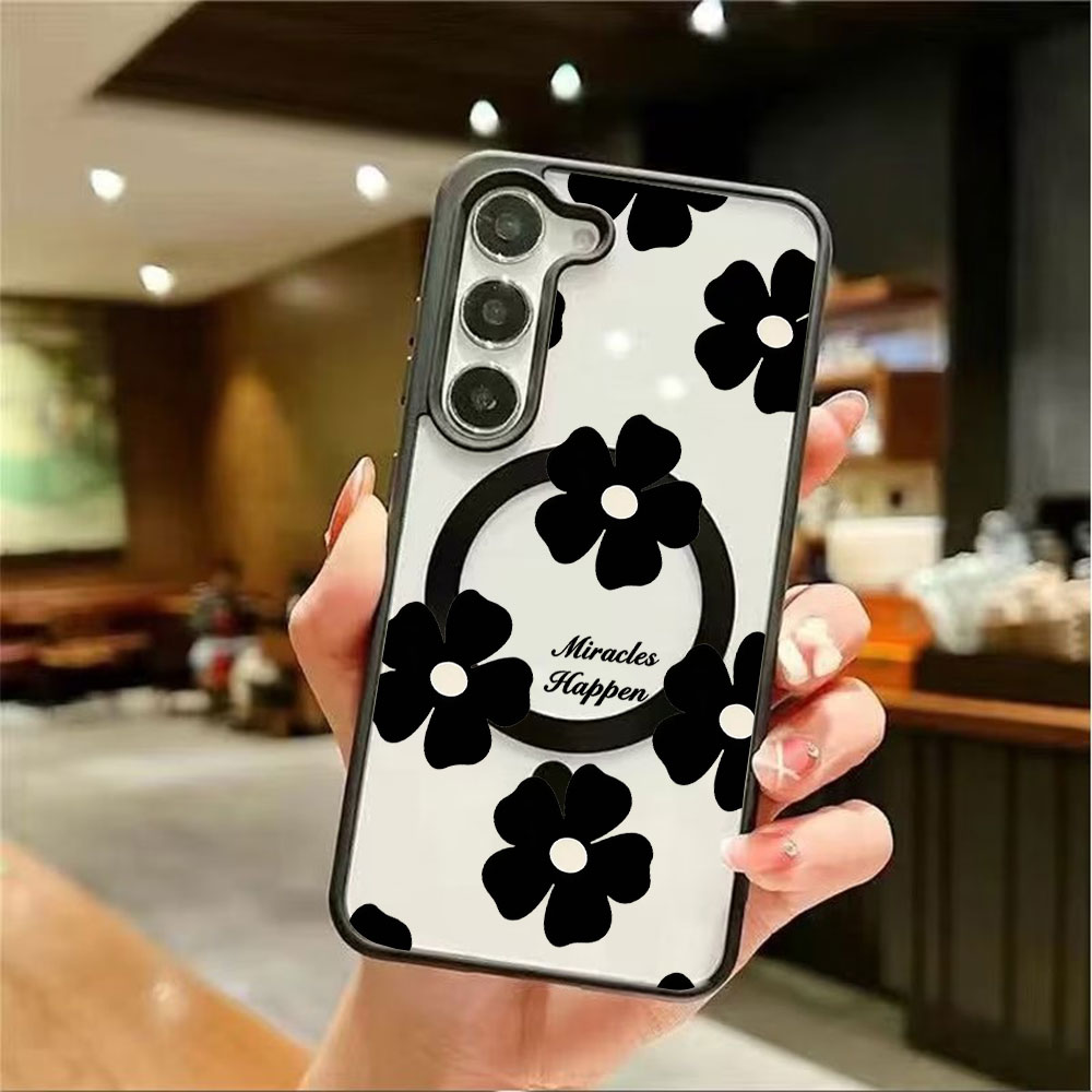 ブラックフラワー パーソナライズプリント マグネット式スマホ - Magnetic Phone Case のレビューと価格