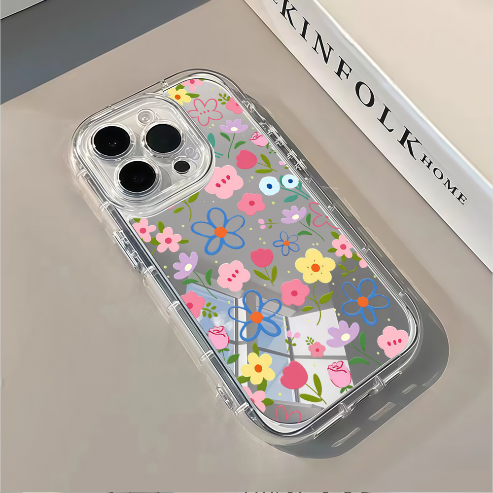 韓国風花柄シルバーミラー付きスマホケース iPhone 17 - Phone Accessories To Sell のレビューと価格